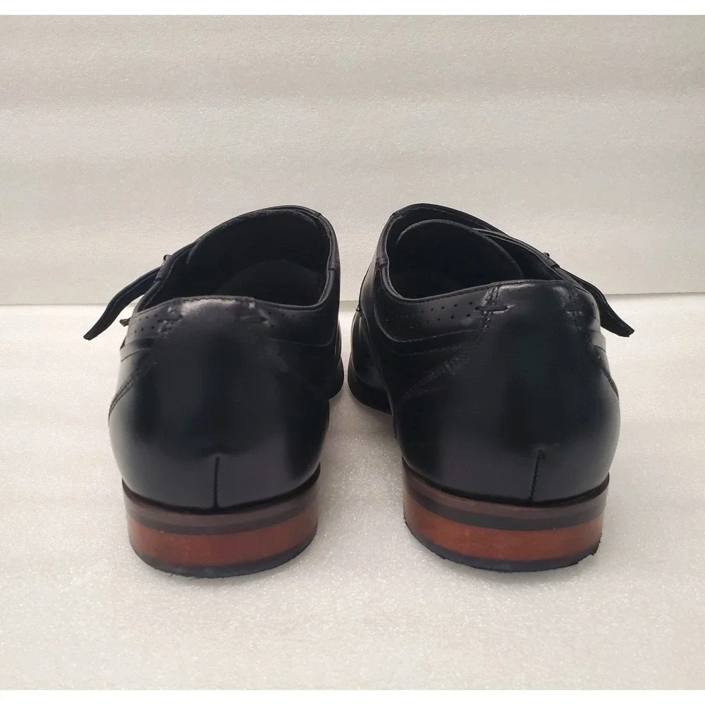 Stacy Adams Bayne Black Leather Double Monk Strap Dress Shoes Size 13M 25347.001